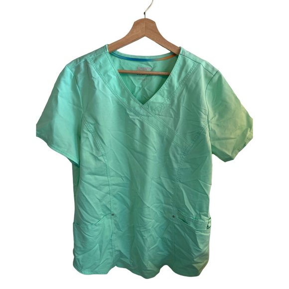 Scrubstar Short Sleeve V-Neck Scrub Top Workwear Blue Mint Green Women's Size La - Picture 1 of 4
